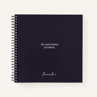 Monogram Minimal Charcoal Grey White Spiral Notebook