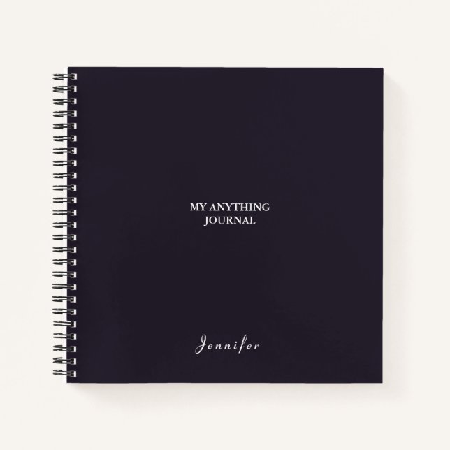 Monogram Minimal Charcoal Grey White Spiral Notebook (Front)