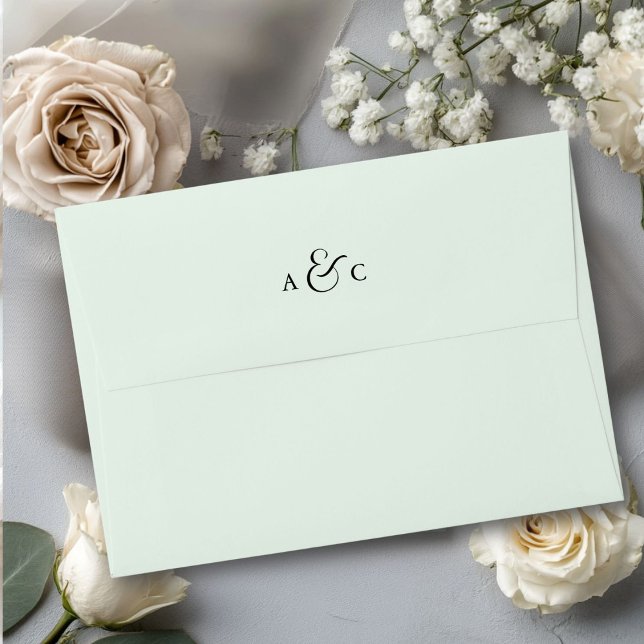 Monogram Minimal Elegant Ampersand Envelope (Monogram Minimal Elegant Ampersand Light-Green Envelope Wedding, Save the Date)