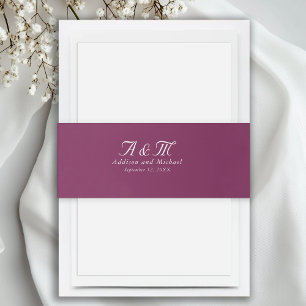 Monogram, Minimal, Elegant, Cherry Red, Wedding Invitation Belly Band