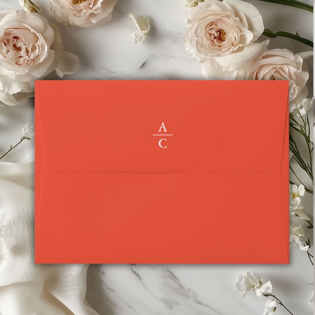 Monogram Minimal Elegant Coral Envelope (Monogram Minimal Elegant Coral Envelope)