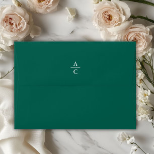 Monogram Minimal Elegant Forest-Green  Envelope