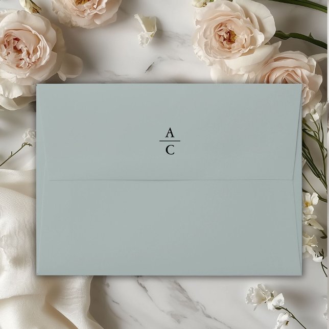 Monogram Minimal Elegant Green-Grey Envelope (Monogram Minimal Elegant Green-Grey Envelope)