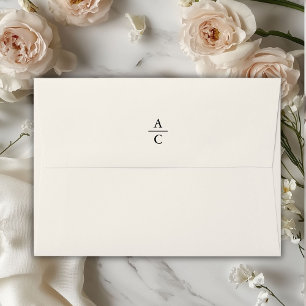 Monogram Minimal Elegant Ivory  Envelope