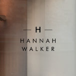 Monogram | Minimal Elegant Modern Black Nameplate<br><div class="desc">A simple stylish custom monogram transparent black vinyl window cling decal in a modern minimalist typography. The monogram initials and name can easily be personalised along with the feature line to make a design as unique as you are! The perfect bespoke accessory!</div>