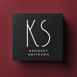 Monogram Minimal Typography Black Paper Square Business Card