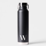 Monogram Minimal Wedding Black Water Bottle Gift<br><div class="desc">Personalise this elegant stylish water bottle gift with your custom monogram initial.</div>