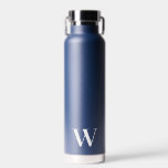 Monogram Minimal Wedding Navy Water Bottle Gift<br><div class="desc">Personalise this elegant stylish water bottle gift with your custom monogram initial.</div>