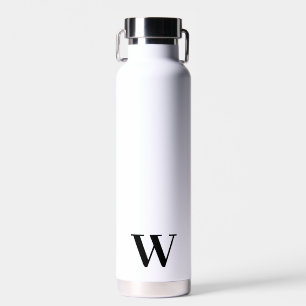 Monogram Minimal Wedding White Water Bottle Gift
