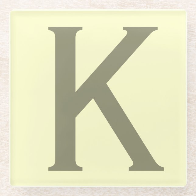Monogram Minimalist Add Your Name Initial Modern Glass Coaster (Front)
