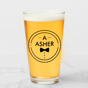 Monogram Minimalist Black and White Groomsmen  Glass