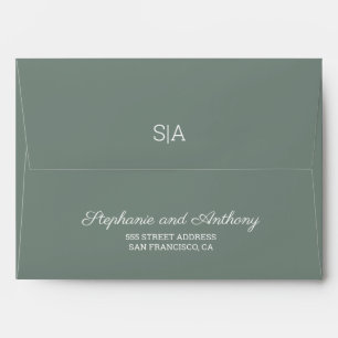 Monogram Minimalist Black and White  Wedding  Envelope
