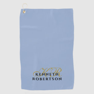 Monogram Minimalist Blue Gold Black Stylish Men Golf Towel