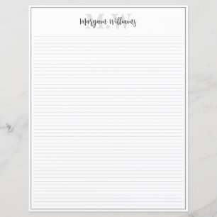 Monogram Minimalist Border Name Stationery Paper