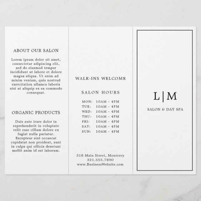 Monogram Minimalist Business Trifold Brochure (Front)