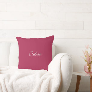 Monogram minimalist cherry rose pink cushion