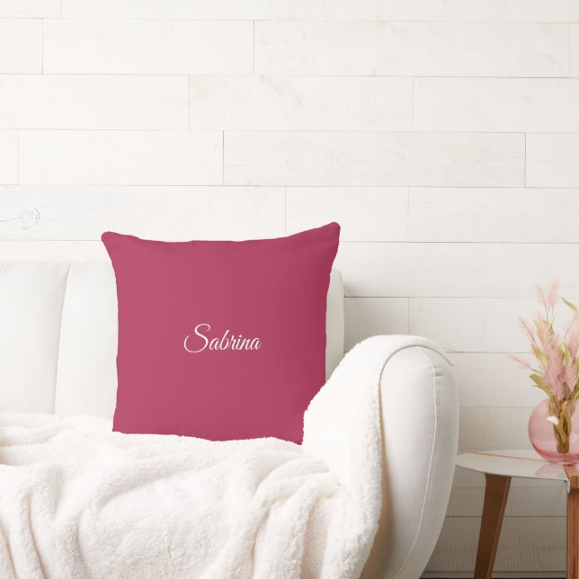 Monogram minimalist cherry rose pink cushion (Couch)