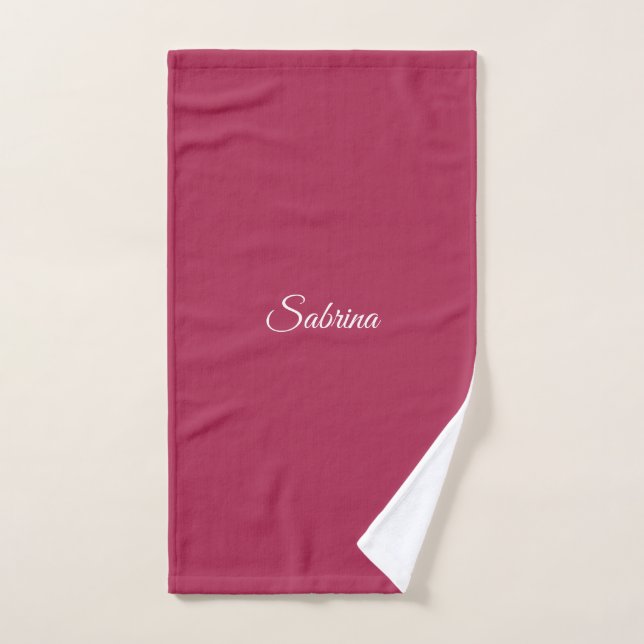 Monogram minimalist cherry rose pink hand towel (Hand Towel)