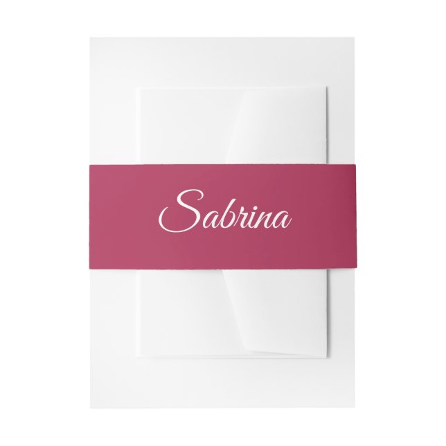 Monogram minimalist cherry rose pink invitation belly band (Front Example)