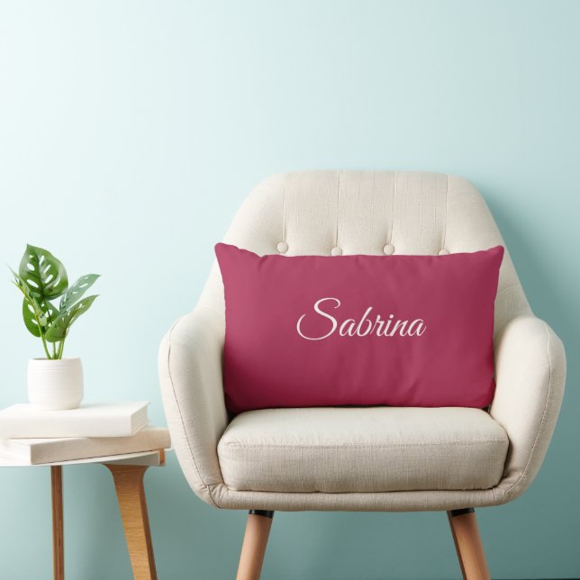 Monogram minimalist cherry rose pink lumbar cushion (Chair)