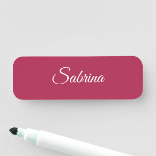 Monogram minimalist cherry rose pink name tag