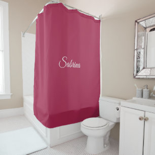 Monogram minimalist cherry rose pink shower curtain