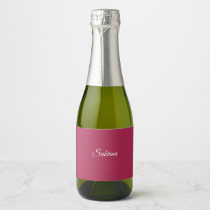 Monogram minimalist cherry rose pink sparkling wine label