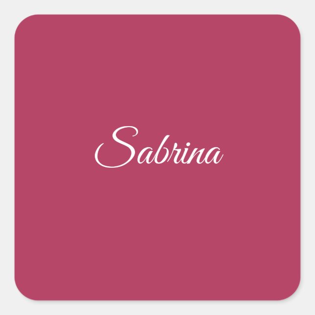 Monogram minimalist cherry rose pink square sticker (Front)