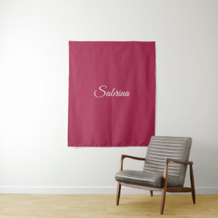 Monogram minimalist cherry rose pink tapestry