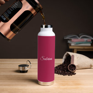 Monogram minimalist cherry rose pink water bottle