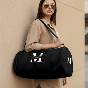 Monogram Minimalist Elegant Black Duffle Bag