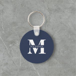 Monogram Minimalist Elegant Navy Blue Key Ring<br><div class="desc">Add a touch of sophistication to your everyday essentials with this beautifully personalised keychain, designed to combine practicality with timeless elegance. Featuring your custom monogram in an elegant serif font, this keychain adds a refined and polished touch to your keys, bags, or gifts. Crafted with durable materials and a sleek...</div>