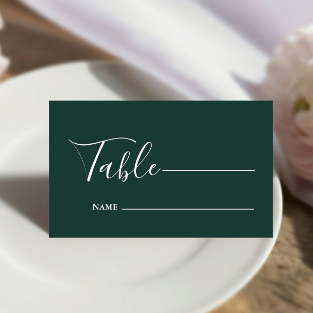Monogram Minimalist Emerald Green Wedding  Place Card (Creator Uploaded)