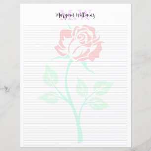 Monogram Minimalist Floral Name Stationery Paper