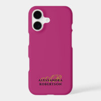 Monogram Minimalist Hot Pink Gold Black Bold Chic