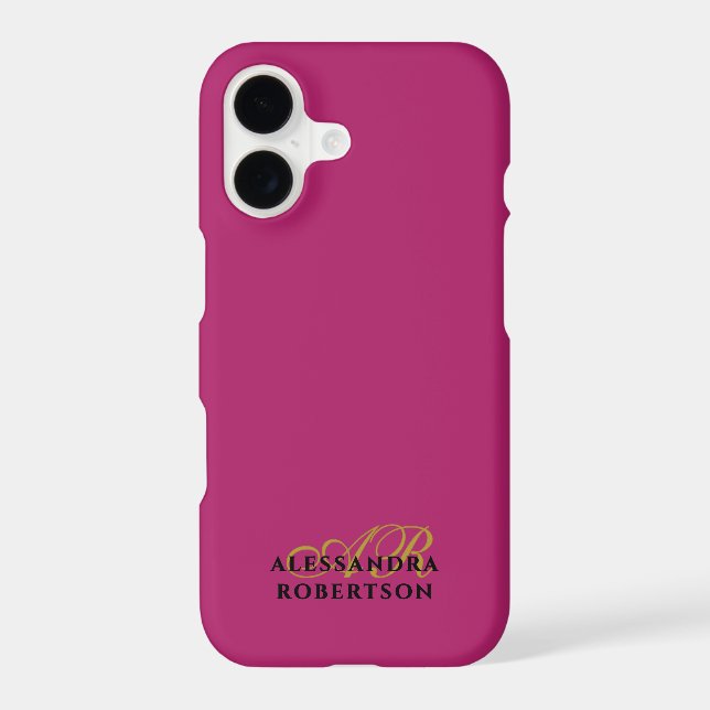 Monogram Minimalist Hot Pink Gold Black Bold Chic (Back)