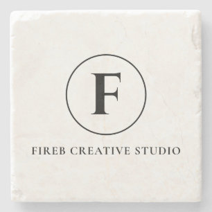 Monogram Minimalist Initial Name Marble Design Stone Coaster