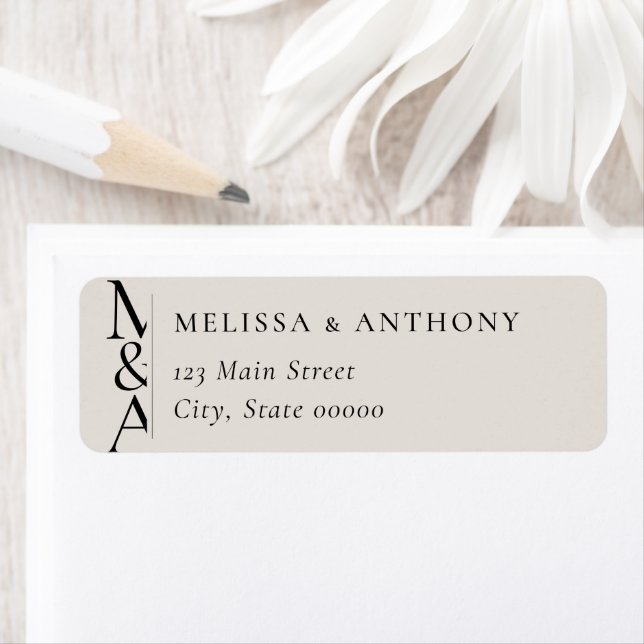 Monogram Minimalist Ivory Wedding Return Address (Insitu)