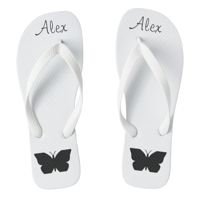 Monogram minimalist l Black and white butterflies Jandals (Footbed)