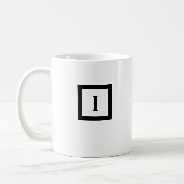 Monogram Minimalist Letter I Black & White Coffee Mug (Left)