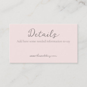 Monogram Minimalist Misty Rose Wedding Details Business Card