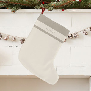 Monogram Minimalist Modern Custom Name Neutral Large Christmas Stocking