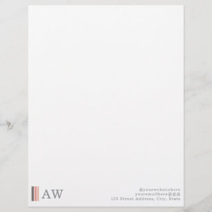 Monogram Minimalist Modern Pink, Grey & Rose Sand Custom Letterhead