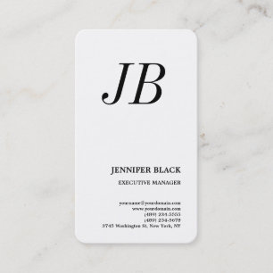 Monogram Minimalist Modern Plain White Business Card