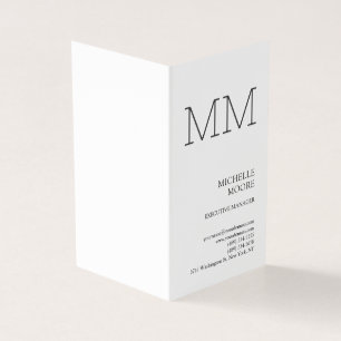 Monogram Minimalist Modern Plain White Business Card