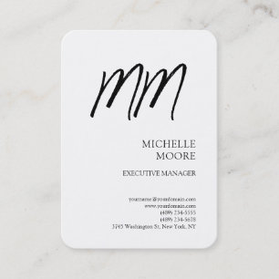 Monogram Minimalist Modern Plain White Business Card