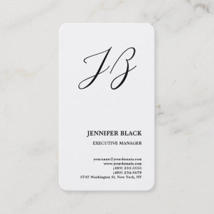 Monogram Minimalist Modern Plain White Business Card