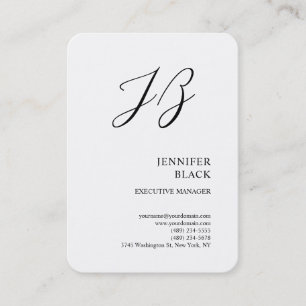 Monogram Minimalist Modern Plain White Business Card