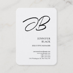 Monogram Minimalist Modern Plain White Business Card