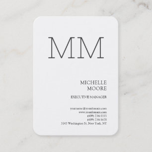 Monogram Minimalist Modern Plain White Business Card